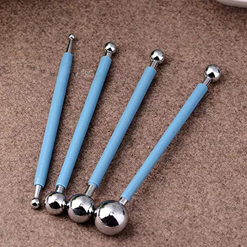 Grizzly Clay Modeling Stylus Dotting Sculpting Ceramics Stainless Steel Ball Tools Sugar Paste Cake - 4 Pcs Set