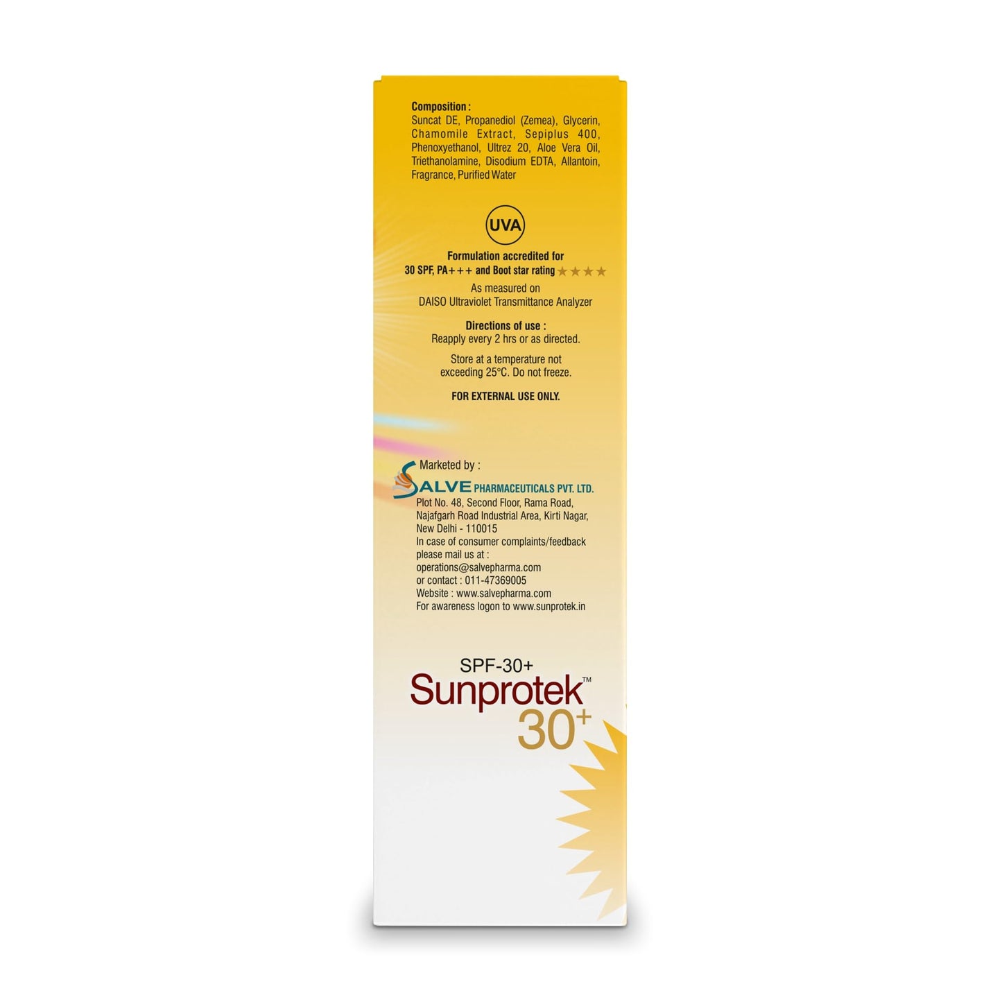 Salve Sunprotek Matte Look Sunscreen SPF30 PA+++ For Oily or Acne prone skin, Paraben & Sulphate free For Women And Men (50gm)