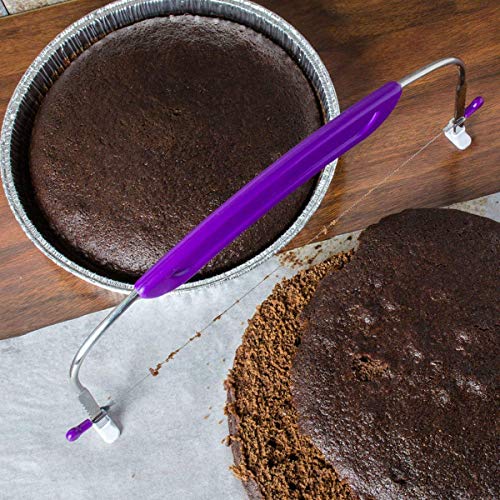 RIVUGJA New Adjustable Small Cake Leveler Cutter Slicer with Stainless Steel Wires and Purple Handle for Professional Baking Tools | Multi-Color