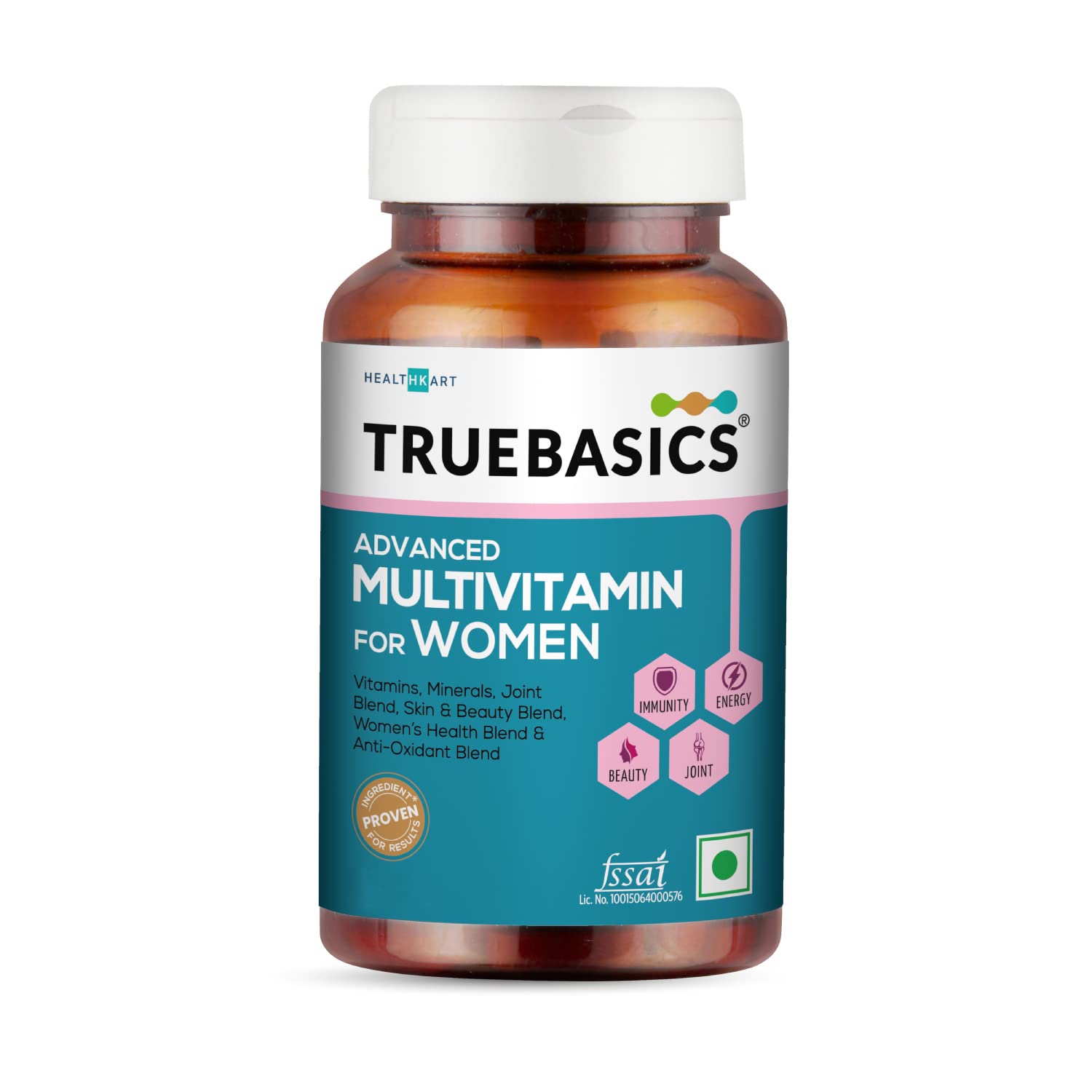 TrueBasics Multivit Women, Multivitamin For Women, With Zinc, Vitamin C, Vitamin D3 and Multiminerals, 90 Multivitamin Tablets