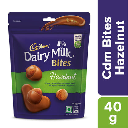 Cadbury Dairy Milk Bites - Hazelnut, Roasted & Chocolate Coated, Rich & Luscious Dessert, 40 g