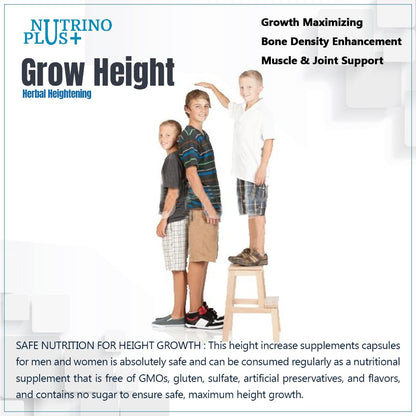 NutrinoPlus Grow Height, Body Growth Support 500mg Height Supplement Pack of 60 Capsule (height grow)