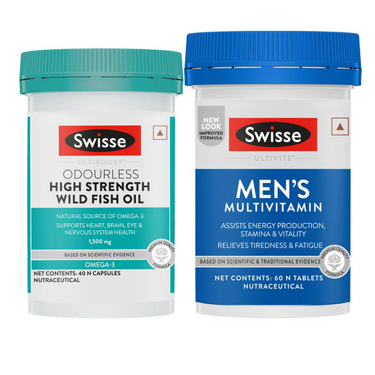 Swisse Men's Health Super Combo - Mens Multivitamin (60 Tablets) & Fish Oil (40 tablets)