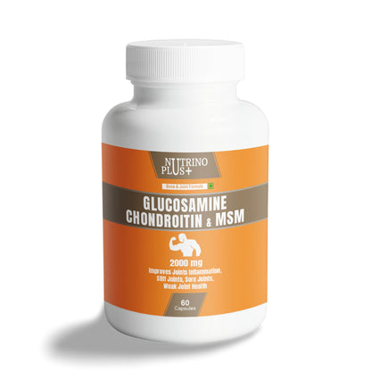 NutrinoPlus Glucosamine Chondroitin & MSM 2000 mg I Veg Capsules I Supports Healthy Joint, Bone & Can & Stiffness I For both Men & Women (PACK OF, 60)