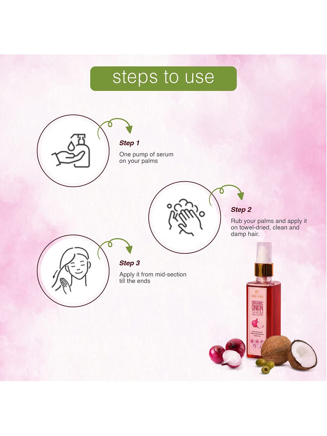 KEHAIRTHERAPY KT Professional Advanced Haircare Organic Onion Serum - 100 ml For Reduce Hair Fall & Promote Hair Growth