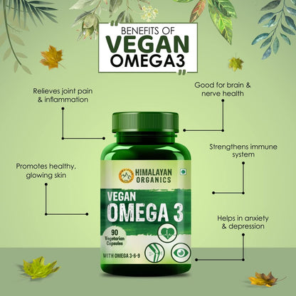 Himalayan Organics Whole Food Multivitamin for Men -60 Veg Capsules & Omega 3 6 9 Vegan Supplement for Muscle, Bone - 90 Veg Capsules (Combo pack)
