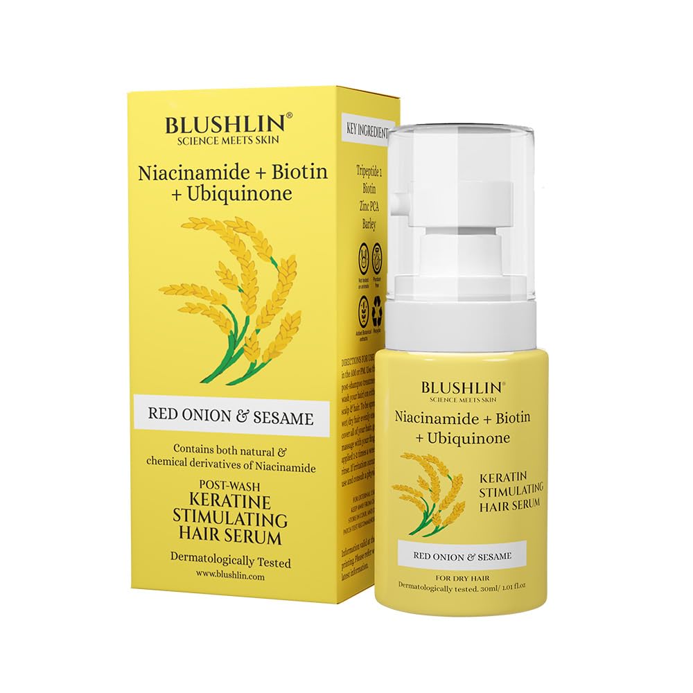 BLUSHLIN Niacinamide Hair Serum for Repairing Damaged Hair & Frizz with Biotin & Ceramide | Hair Gro Boosts Keratin | Post Wash Hair Treatment | 30 Ml