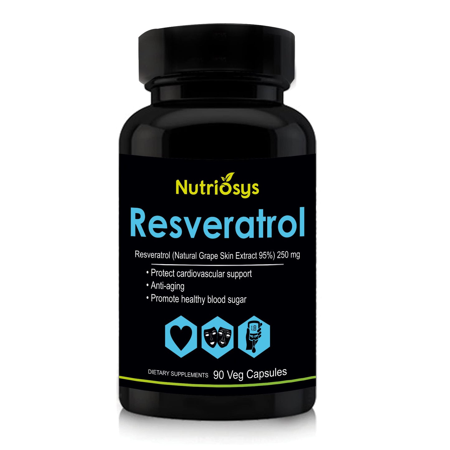 Nutriosys Resveratrol 90 veg Capsules (250 mg, Pack of 1)