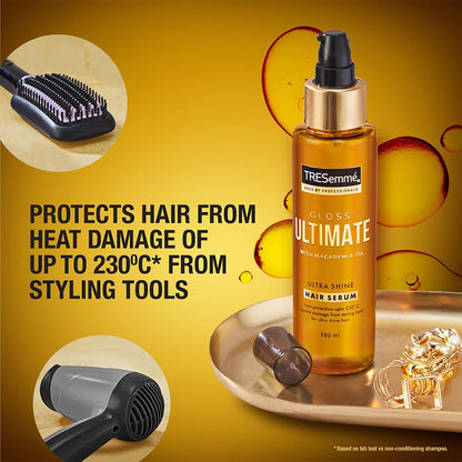 TRESemme Gloss Ultimate Ultra Shine Hair Serum 100ml with Macadamia Oil & Vitamin E, for Super shiny Finish