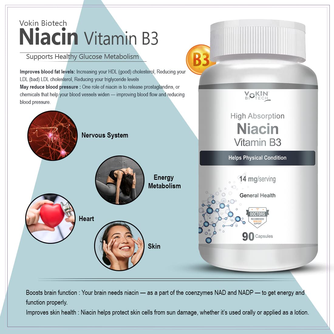 Vokin Biotech Niacin Vitamin B3 90 Veg. Capsules