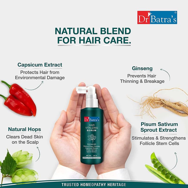 Dr Batra's Hair Vitalizing Serum - 125 ml, Hair Oil - 100 ml, Combo kit, Enriched with Ginseng & Amla (Pack of 2)