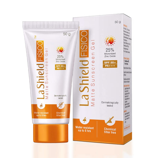 La Shield Fisico Sunscreen Gel with SPF 50 Broad Spectrum Protetion From UVA/UVB, Sun Protection and De Tan (50 Gm)