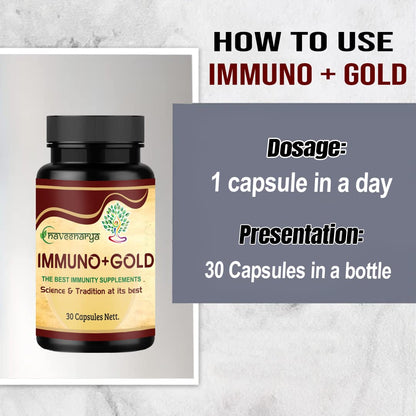 Immuno+ Gold Immunity Booster Capsules | Immunity Booster Supplement For Immunity With Natural Ingreby Ministry of Ayush, Govt. of India - 30 Capsules