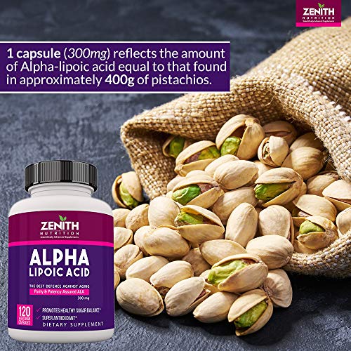 Zenith Nutrition Alpha Lipoic Acid 300Mg -Pack of 120 Capsules