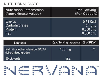 Nervana High Absorption Micronized Palmitoylethanolamide 400mg (PEA) | Body Own Anti Inflammatory, Nents for men and women -30 Capsules Leewell Pharma