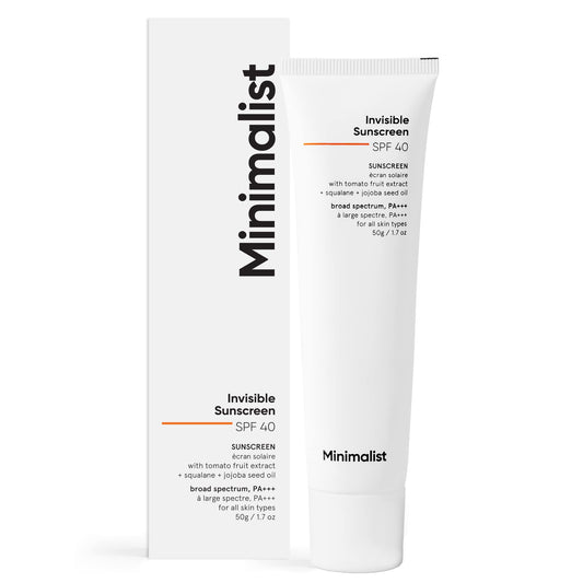 Minimalist Invisible Sunscreen For Oily Skin | SPF 40 PA+++ | Water Resistant | Ultra Light Gel | Matte Finish | 50 gm