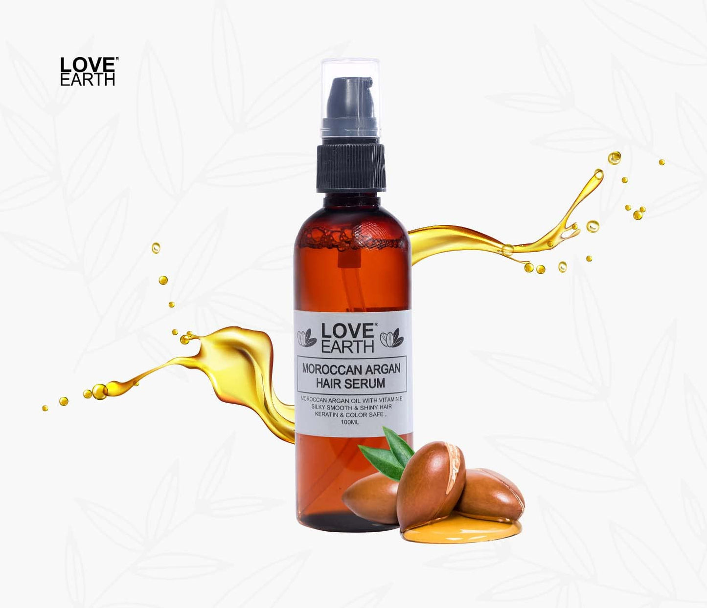 Love Earth Moroccan Argan Hair Serum Enriched With Goodness of Moroccan Argan Oil And Bhringraj For Frizz Free, Smooth & Shiny Hair 100ml