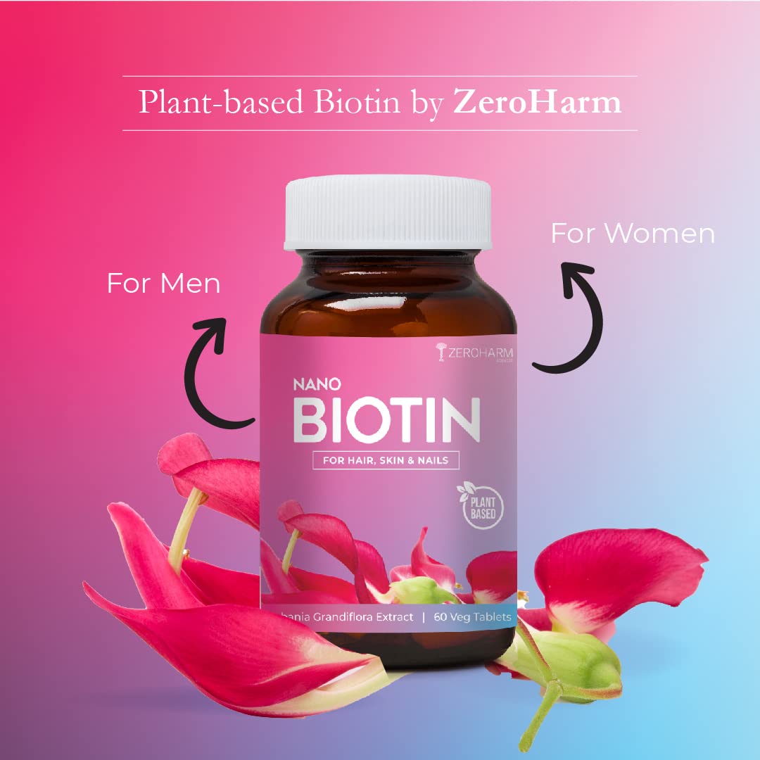 ZEROHARM Biotin Tablets for Hair, Skin and Nails | Biotin Vitamin B7 Tablets for Men and Women | Haimin for hair growth | No side effects (60 Tablets)
