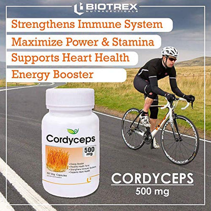 Biotrex Nutraceuticals Cordyceps 500mg - 60 Veg Capsules