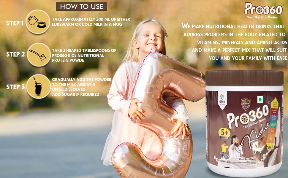Pro360 Kids Protein Powder Child Nutrition & Health Drink Supplement for Growing Children – 200g (Chocolate Flavor)