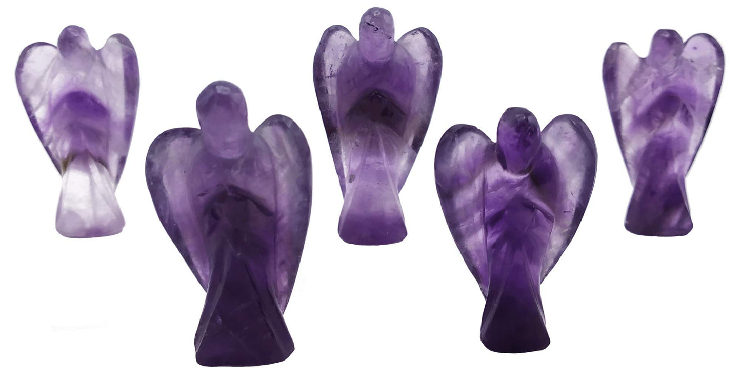 Amethyst Crystal Angel Pocket Figurines Idol - AAA Grade Original Healing Gemstone for Yoga Reiki Meditation Feng Shui (1.5 Inches)