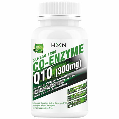 HXN coq10 Supplement, coenzyme q10 300mg As Ubiquinol With Omega 3, Alpha Lipoic Acid To Promote Heat Health, And High Energy Boost- 60 coq 10 Tablets