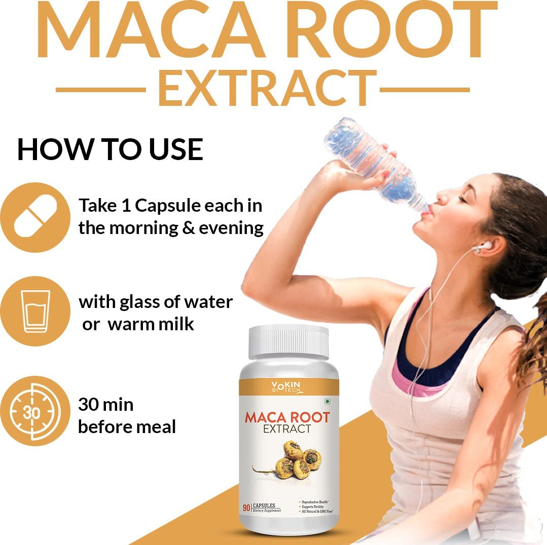 Vokin Biotech Maca Root Extract 800mg For Energy, Strength & Reproductive Health (90 Capsules)