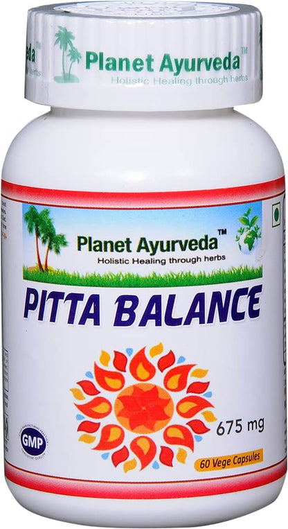 Planet Ayurveda Pitta Balance (60 Caps, Pack of 1) - Ayurvedic Medicine for Ulcerative Colitis | 100% Natural & Ayurvedic Formulation