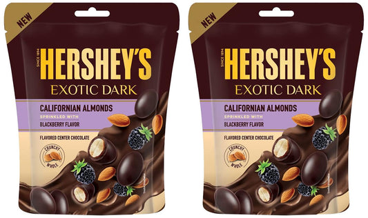 Hershey's Exotic Dark Chocolate Californian Almond Sprinkled with BlackBerry Flavor, 30 g (Pack of 2)