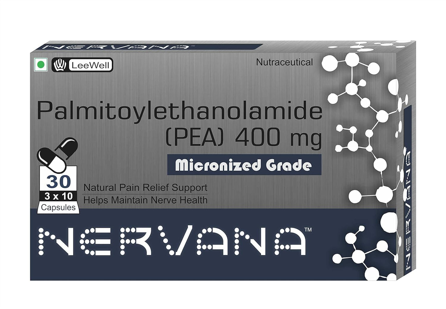 Nervana High Absorption Micronized Palmitoylethanolamide 400mg (PEA) | Body Own Anti Inflammatory, Nents for men and women -30 Capsules Leewell Pharma