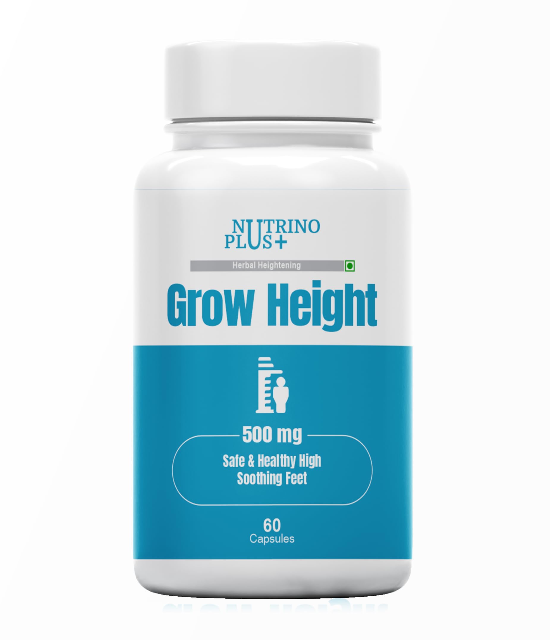 NutrinoPlus Grow Height, Body Growth Support 500mg Height Supplement Pack of 60 Capsule (height grow)