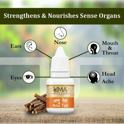 Uma Ayurveda Anu Tail 40ml (Pack of 4) | Nasal Oil for Unblocks Nasal | Anu Tail 100% Organic Natural Pure Drop