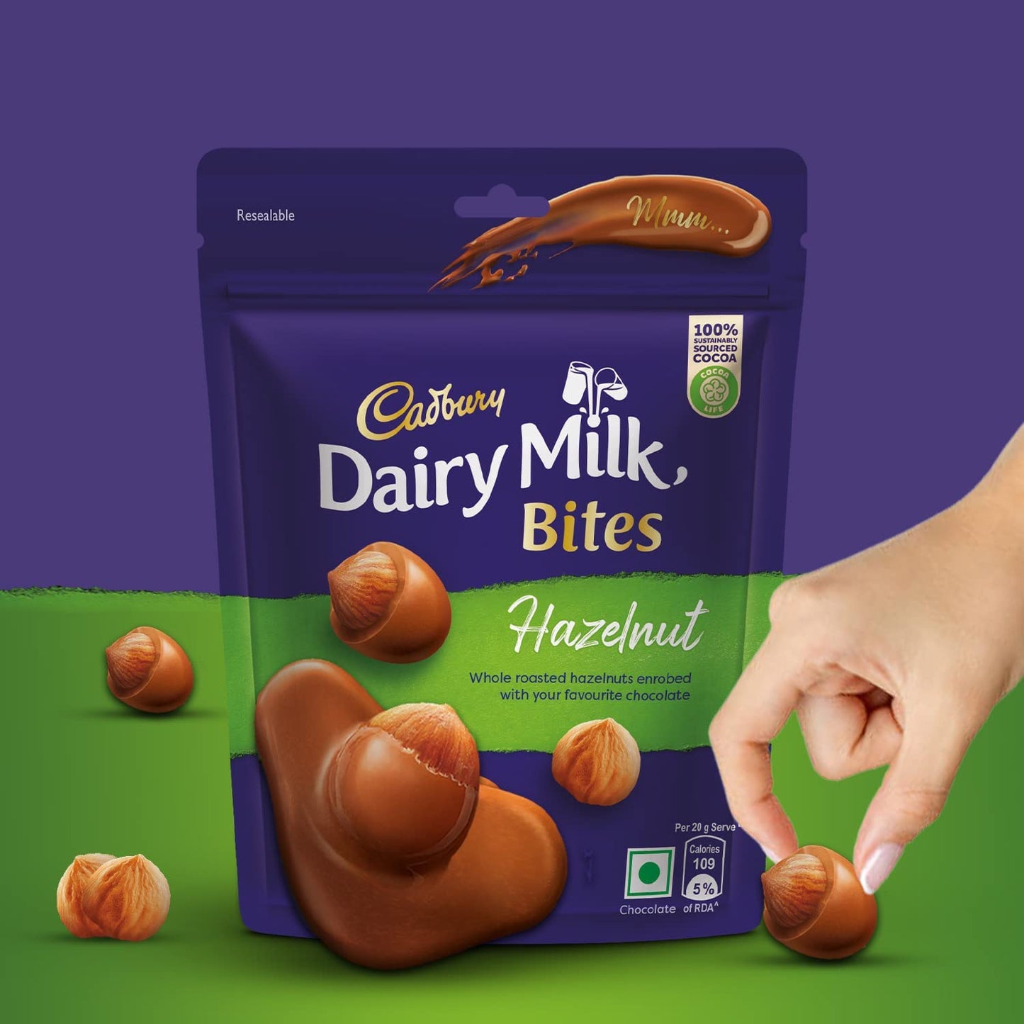 Cadbury Dairy Milk Bites - Hazelnut, Roasted & Chocolate Coated, Rich & Luscious Dessert, 40 g