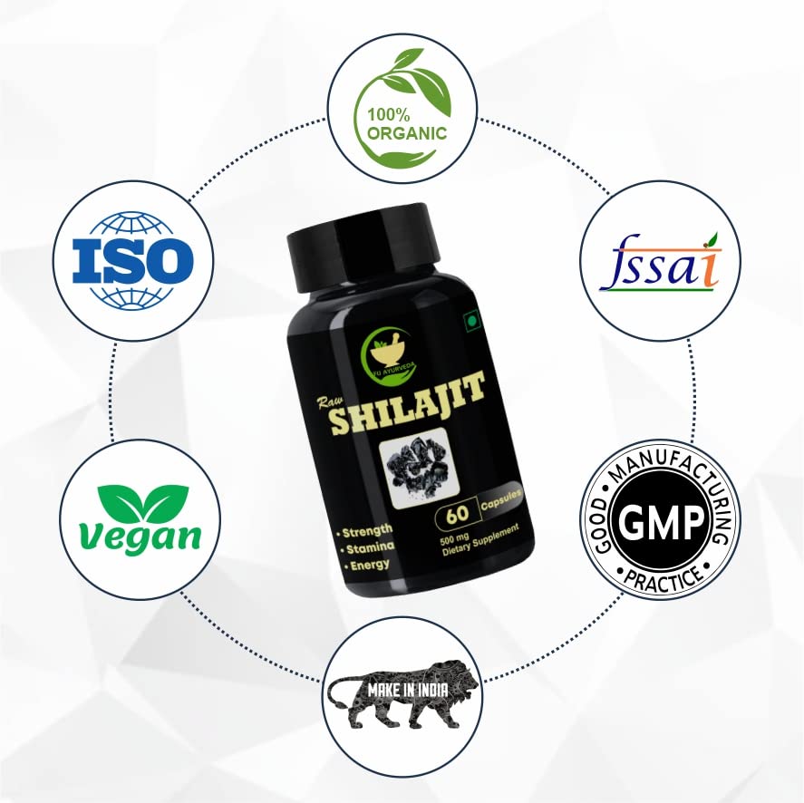 FIJ AYURVEDA Raw Shilajit Capsule - 500mg 60 Capsules