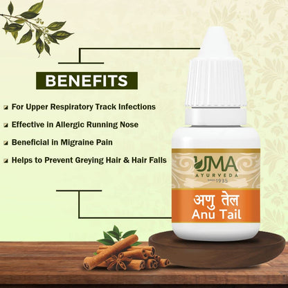 Uma Ayurveda Anu Tail 40ml (Pack of 4) | Nasal Oil for Unblocks Nasal | Anu Tail 100% Organic Natural Pure Drop