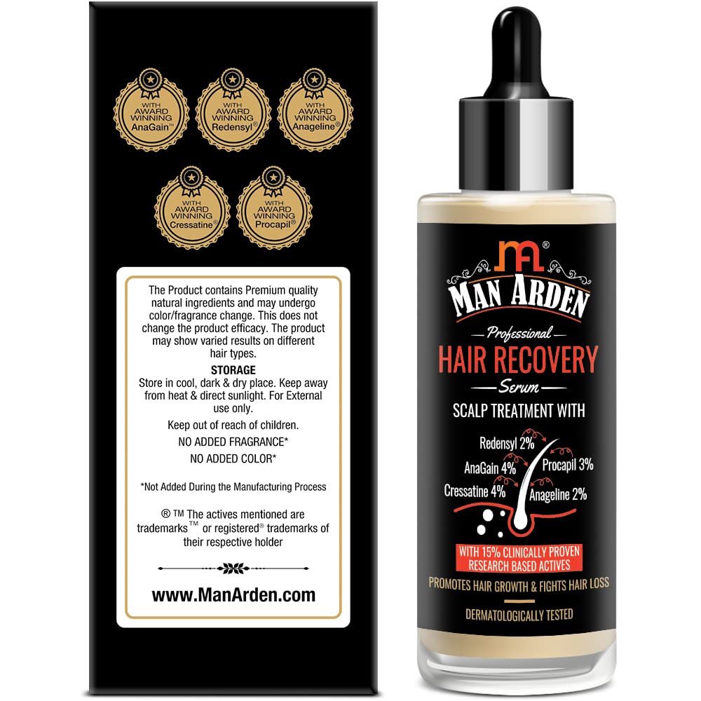 Man Arden Professional Hair Recovery Serum, Promotes Hair Growth & Fights Hair Loss, 60ml