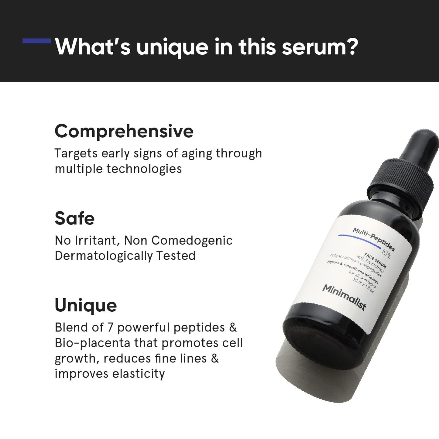 Minimalist Multi Peptide Night Face Serum for Ageless Younger Skin, 30 ml | Collagen Boosting, Hydrating & Overnight Repair Serum for Women & Men