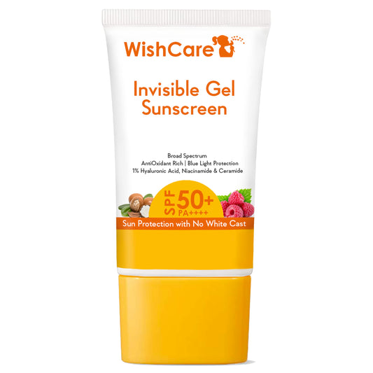 WishCare Invisible Gel Sunscreen SPF 50+ PA++++ - Ultra Light Weight, Oil Free with Broad Spectrum Protection & No White Cast - 50 Grams