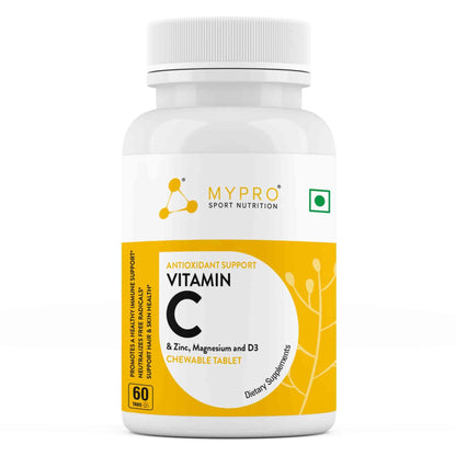 Mypro Sport Nutrition Vitamin - C & Zinc,Magnesium & D3 Chewable Tablet Promotes A Healthy Immune Sudly & Sugar Free,Immunity booster, For Men & Women