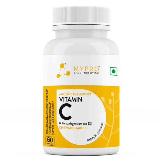 Mypro Sport Nutrition Vitamin - C & Zinc,Magnesium & D3 Chewable Tablet Promotes A Healthy Immune Sudly & Sugar Free,Immunity booster, For Men & Women