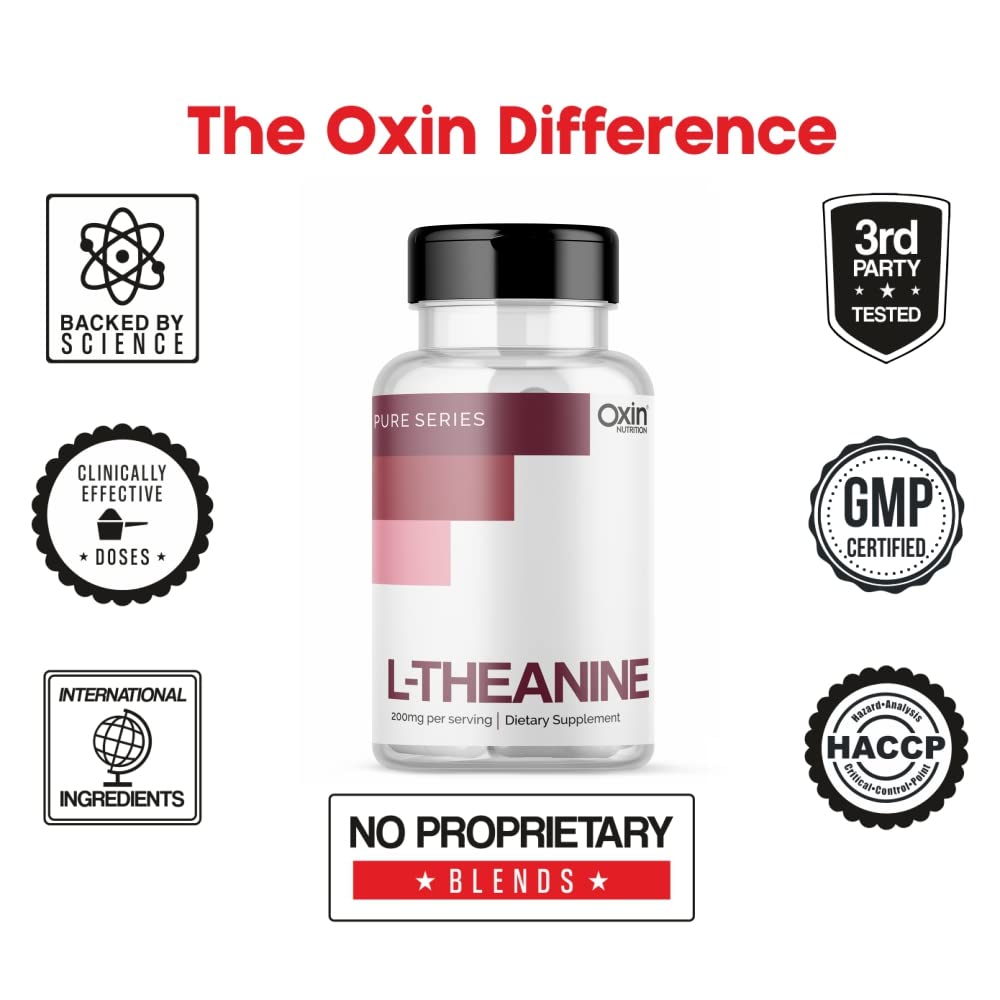 Oxin Nutrition Pure Series Imported L Theanine 200mg Capsules Support’s Relaxation Stress Management Sense of Calm (150 Capsules)