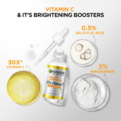 Garnier Skin Naturals, Face Serum, Brightening and Anti-Dark Spots, Bright Complete Vitamin C Booster, 15 ml