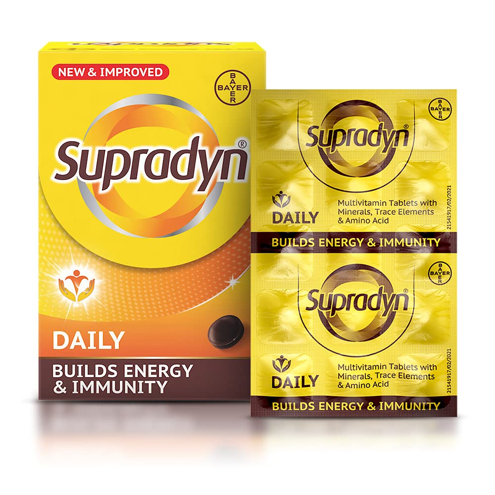 Supradyn Daily Multivitamin Tablets for Men & Women with Essential Zinc , 12 Vitamins, 5 Trace Elements for Daily Immunity & Energy , 225 Tablets