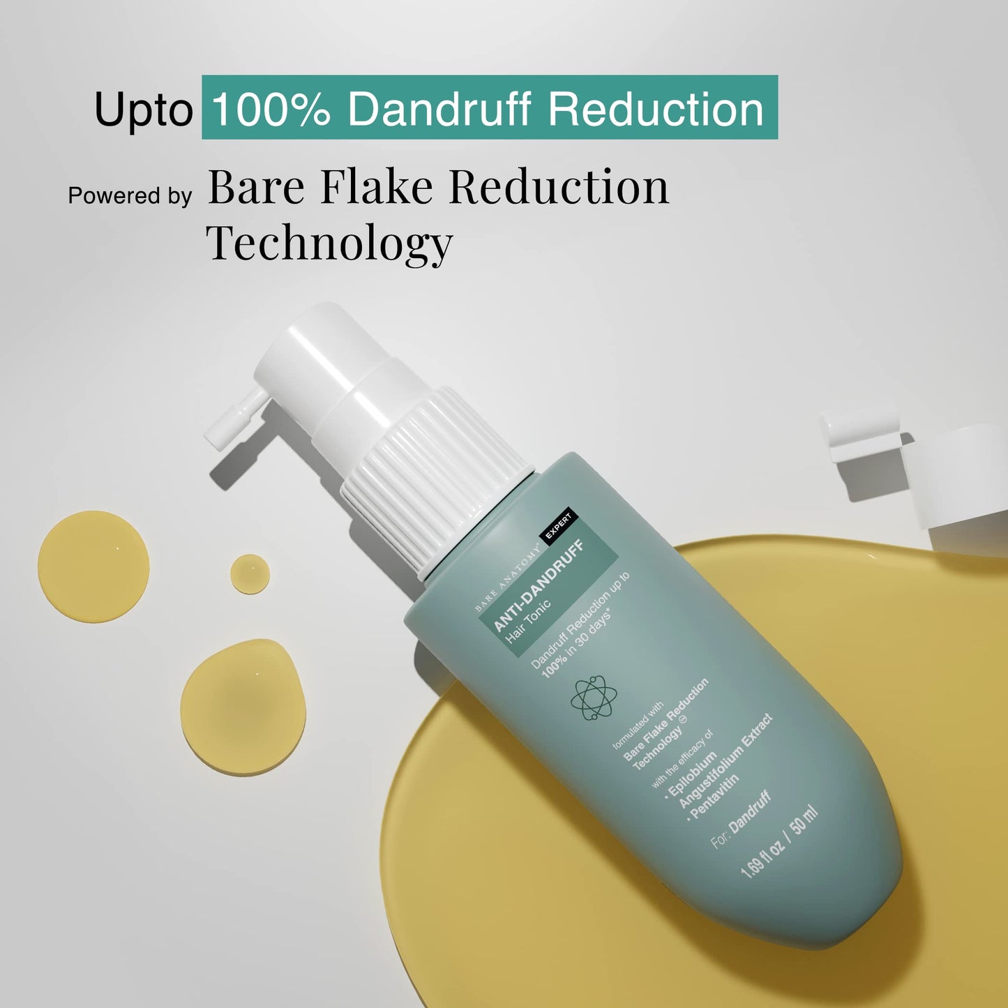 Bare Anatomy Anti Dandruff Hair Tonic | Dandruff Reduction Upto 100% in 30 Days | Lotion with Aloeveby 90% In 15 Days | Sulphate & Paraben Free | 50ml