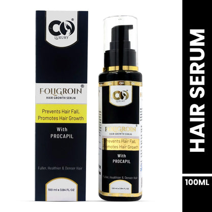 CO LUXURY Foligroin Hair Growth Serum with Procapil, AnaGain, Caffeine, Omega 3 & Rose Extracts - 10Hair Serum for Strong & Healthy Hair | Men & Women