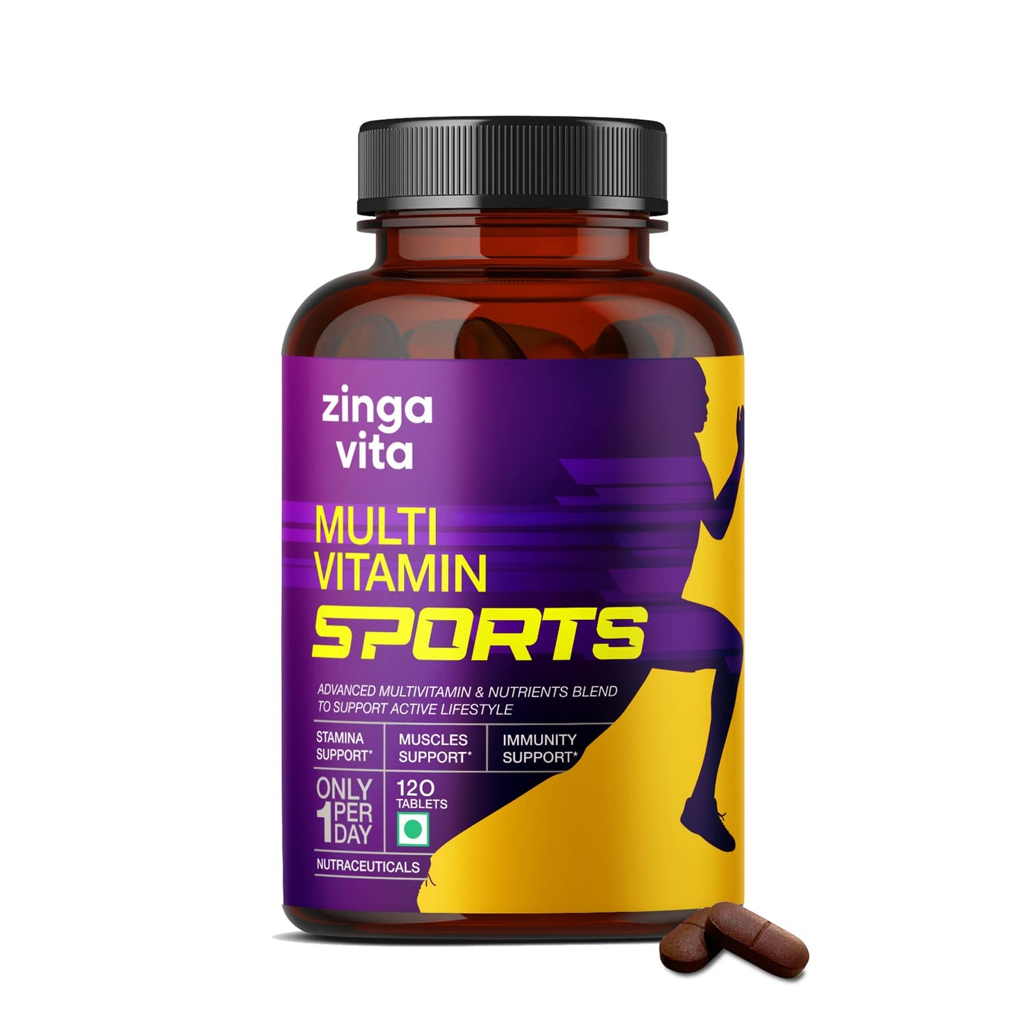 Zingavita Multivitamin Sports Advanced Daily for Men & Women (120 Tablets) - With 35+ Nutrients, Amid Energy, Stamina, Immunity, Joint & Muscle Health