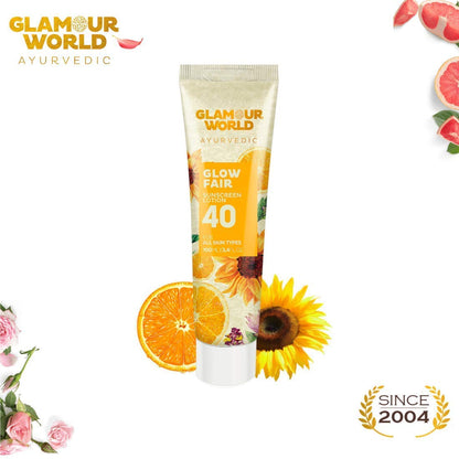 Glamour World Ayurvedic Glow Fair 40 Sunscreen Lotion, 100ml Cream