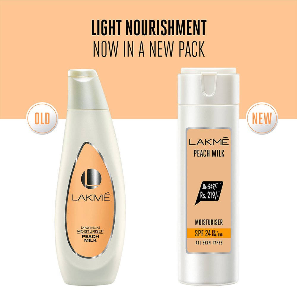 Lakmé Peach Milk Moisturizer SPF 24 Sunscreen Lotion, 120ml (Now at Rupees 30 Off)