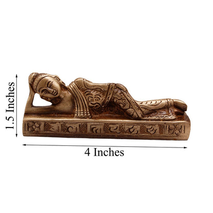 eCraftIndia Reclining Buddha Brass Showpiece (10 cm x 3 cm x 4, Brown)