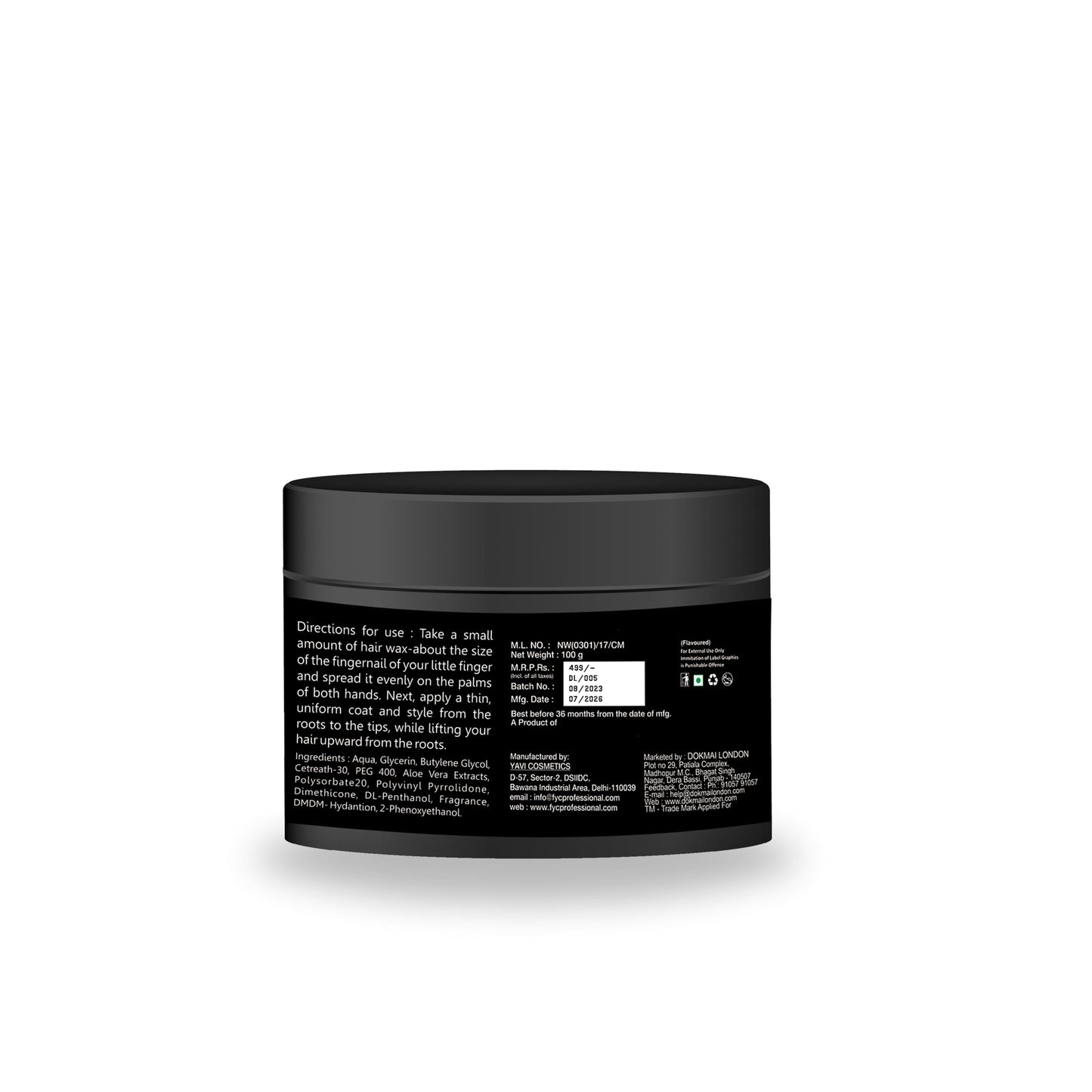 Dokmai LONDON Perfect Hair style strong hold Long lasting performance, adds volume and thickness, suitable for all Hair types (100 g)